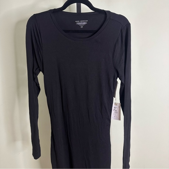 Good American Ruched Midi Dress in Black Size 1 NEW - Picture 7 of 15